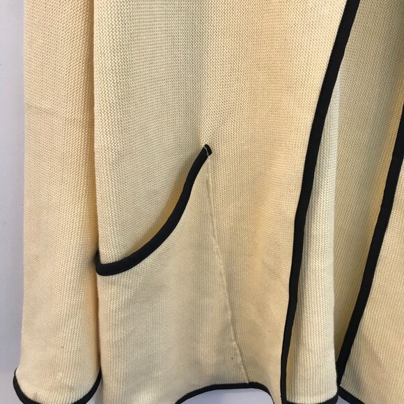 VTG Misook cardigan knit women's L yellow/black logan look retro collar - Picture 5 of 13